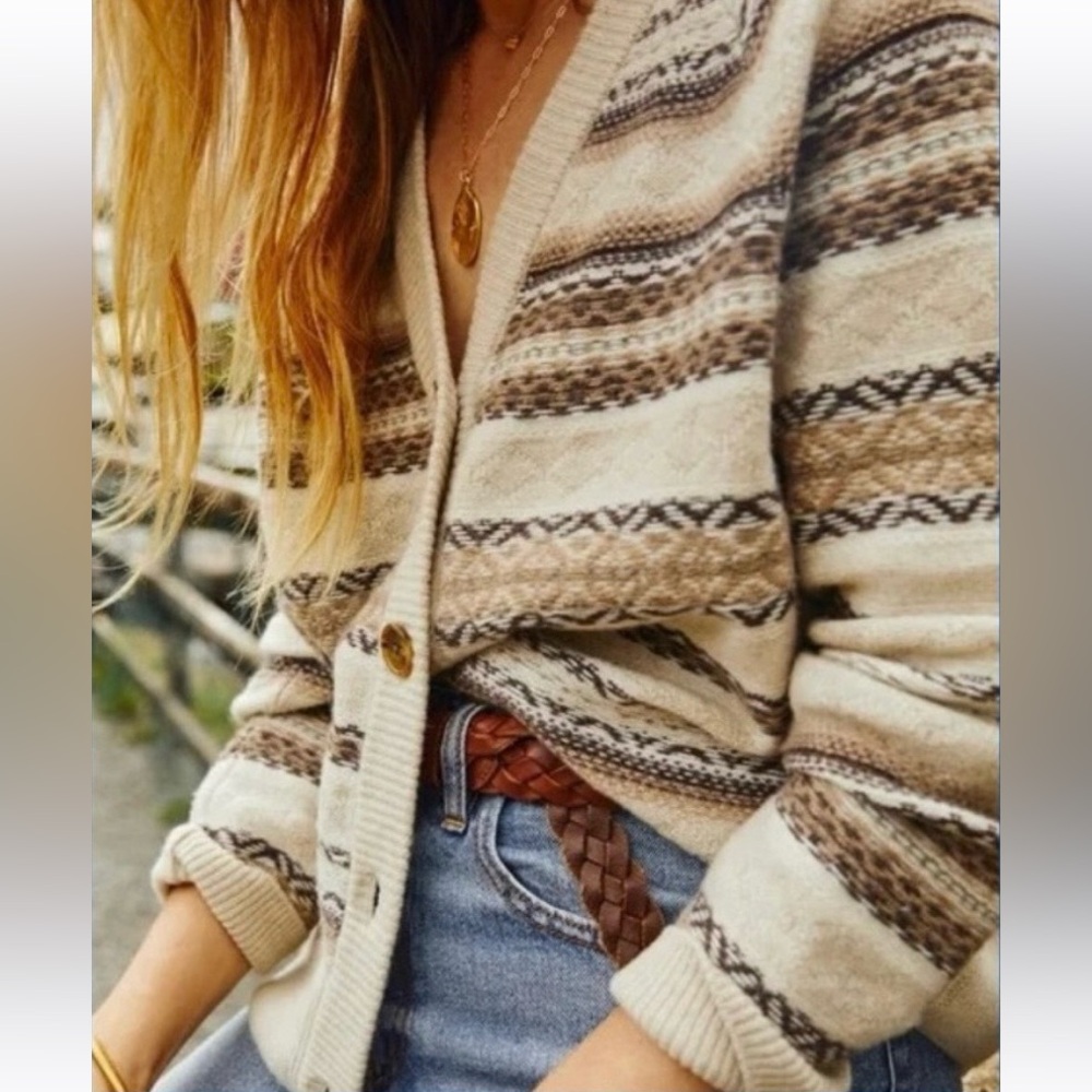 Faherty Women's Highland Fair Isle Cardigan